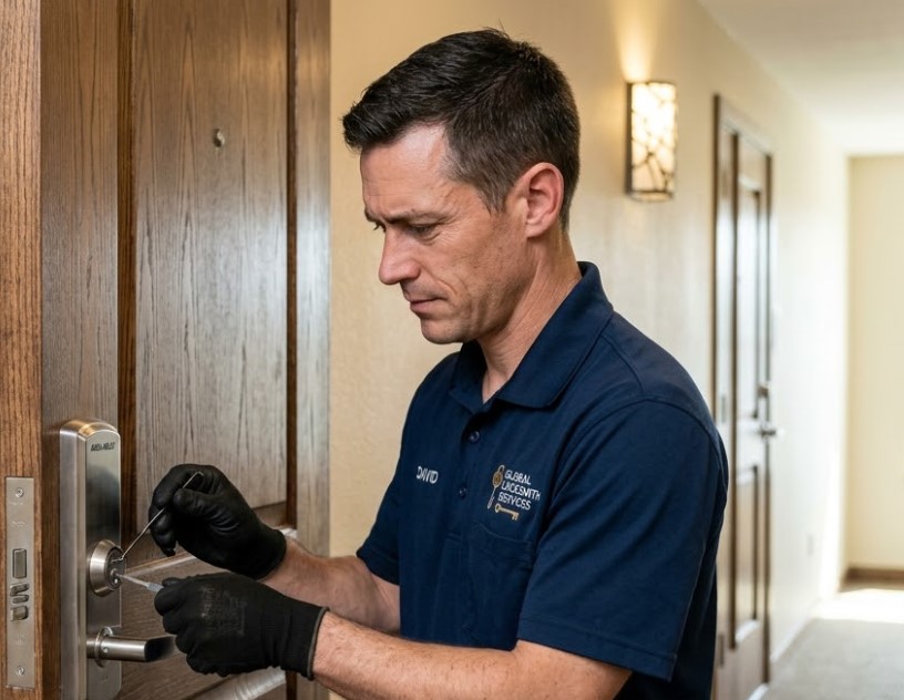 Cerrajero realizando apertura de puerta en Cenes de la Vega